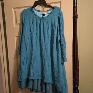 Blue Flowy Tunic Dress